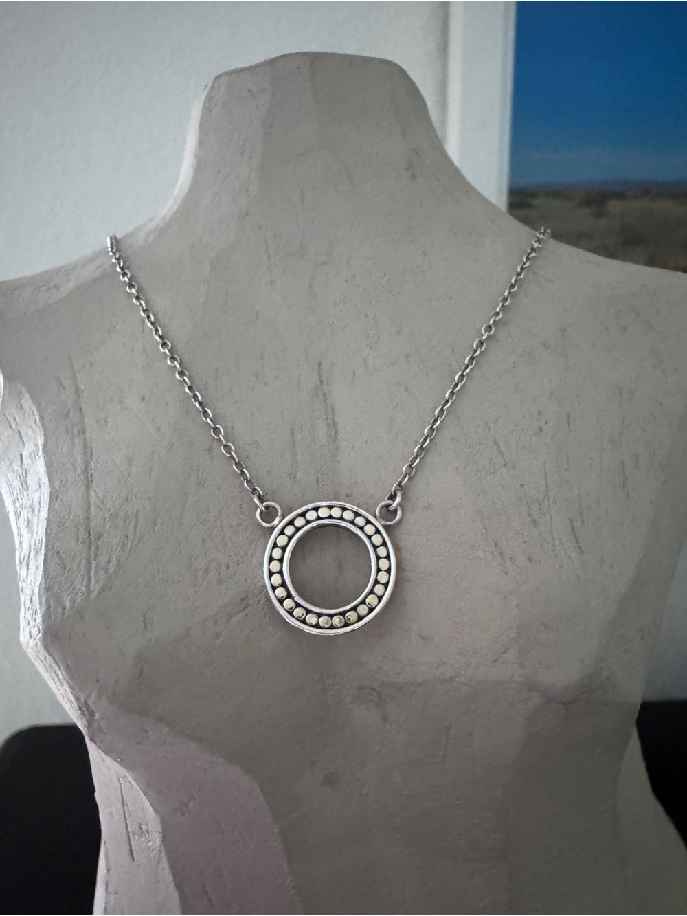 Anna Beck Open Circle Reversible Pendant Necklace Sterling Silver 18"